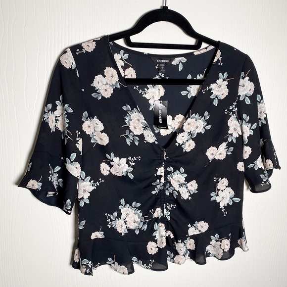 NWT Express Bell Sleeve Peplum Blouse - Picture 4 of 7